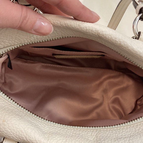 COACH Small Julia White Pebbled Leather 4C Logo Satchel - Picture 9 of 9